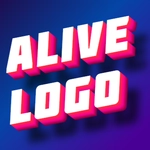 Logo dengan font gradien dan volume