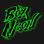 Teks neon yang indah dalam kotak