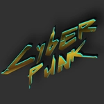 Teks cyberpunk 3D: tulisan berbentuk volume