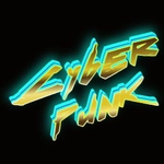 Font cyberpunk dengan pencahayaan neon