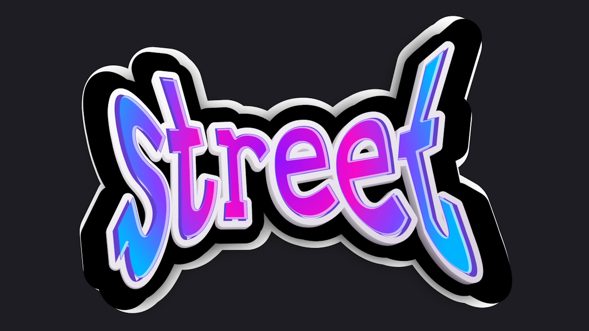 Font grafitti 3D cerah dalam bentuk stiker