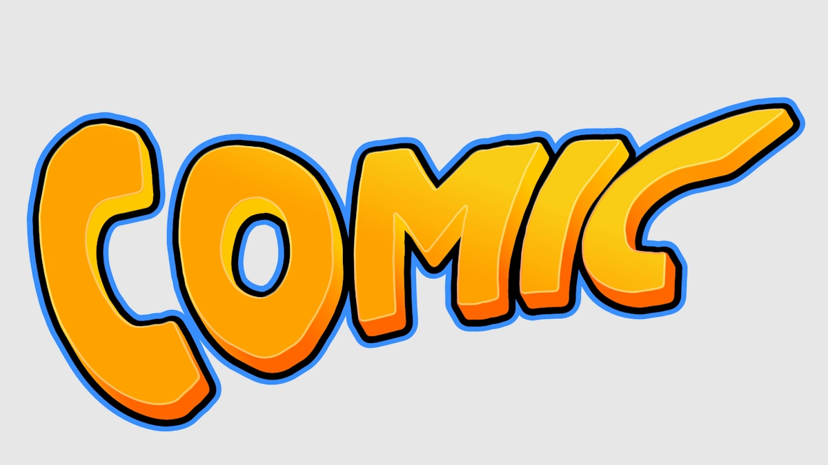 Teks kartun bubel kuning dalam gaya komik