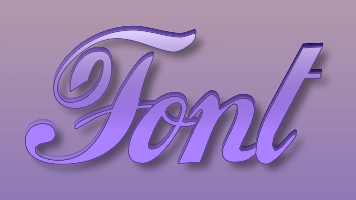 Font 3D tulisan tangan indah berwarna ungu