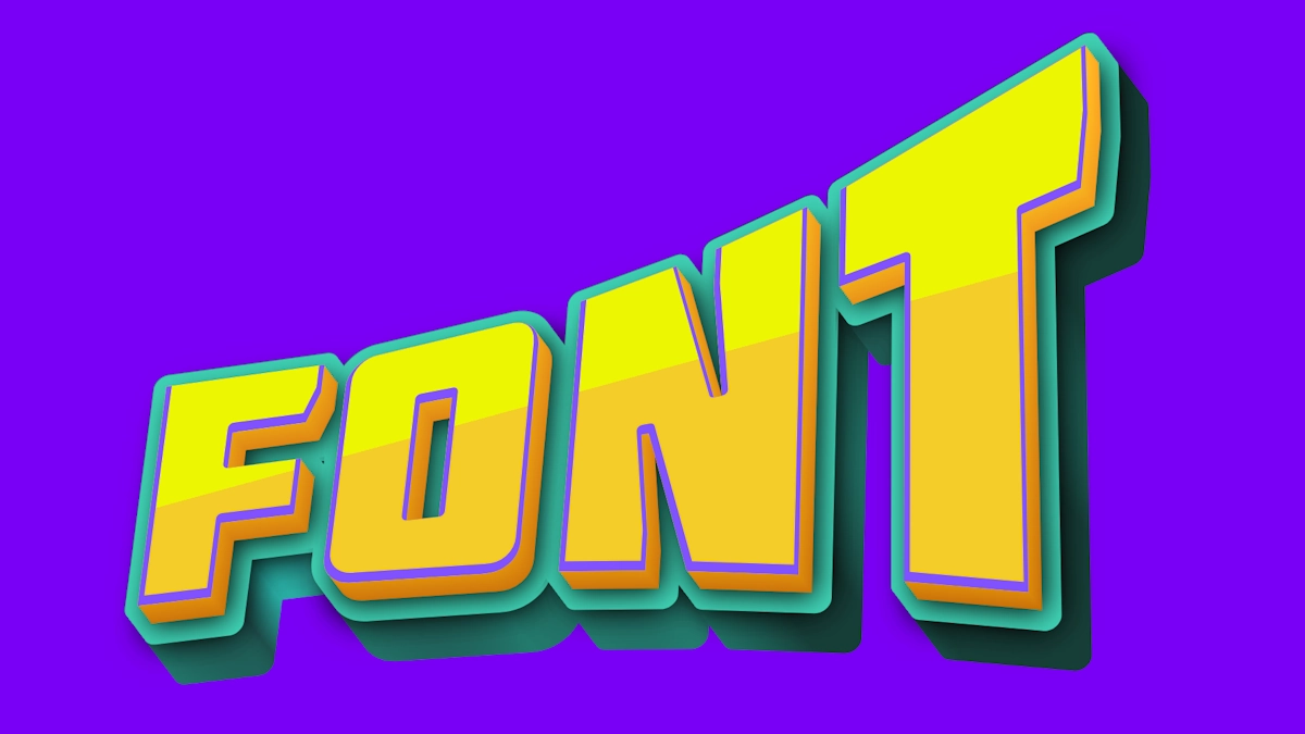Efek teks: teks indah dengan font 3D kuning