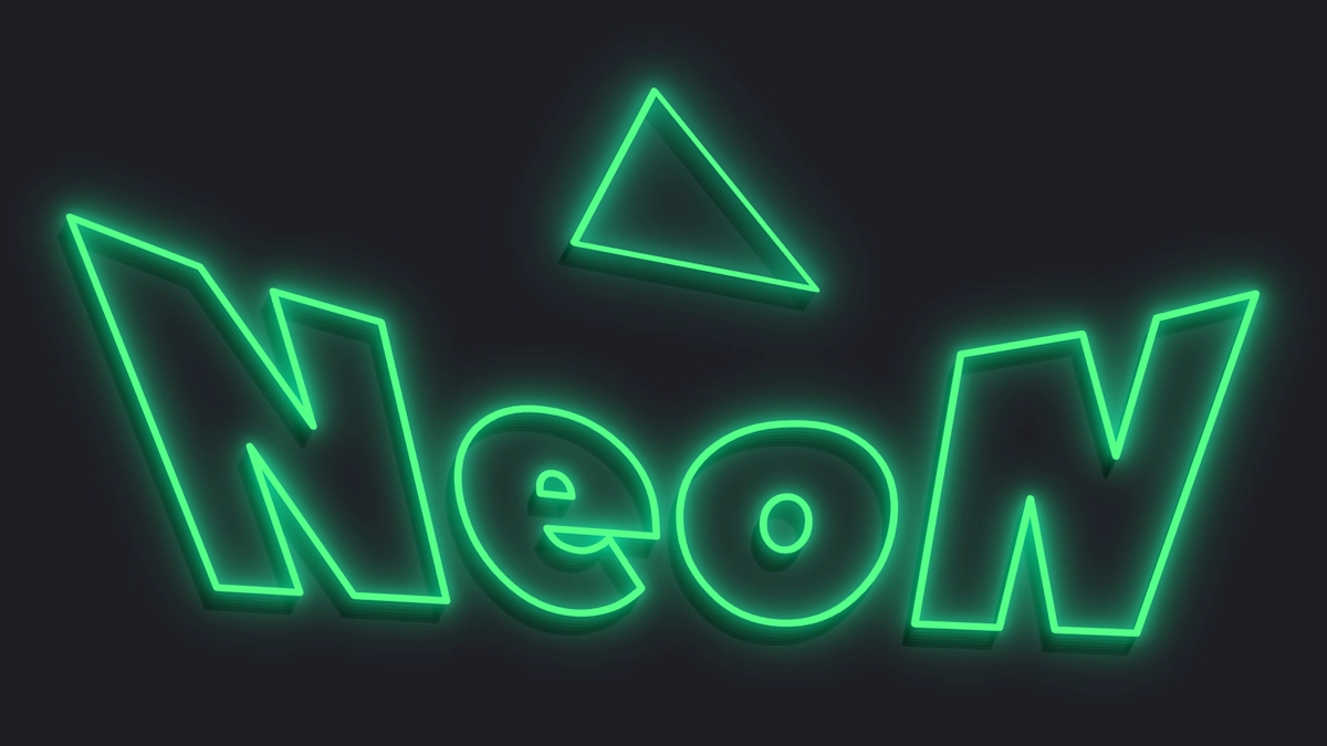 Teks neon hijau 3D | Teks kontur bersinar