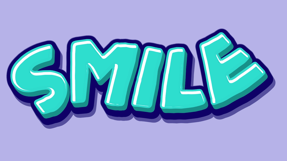 Teks 3D kartun biru laut (bubble font) dengan kilau