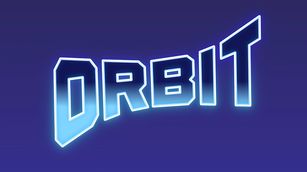 Font retro bersinar biru dengan gradien