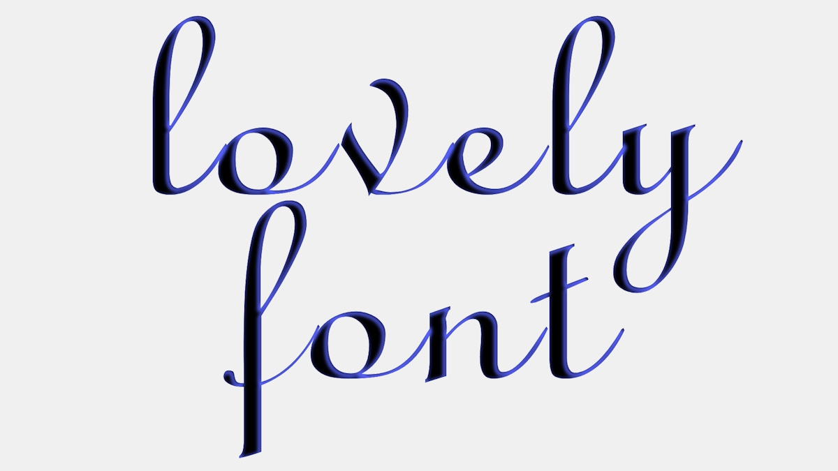Font kaligrafi elegan dengan bayangan biru