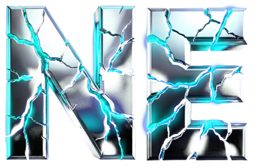 Font pendaran neon dan krom