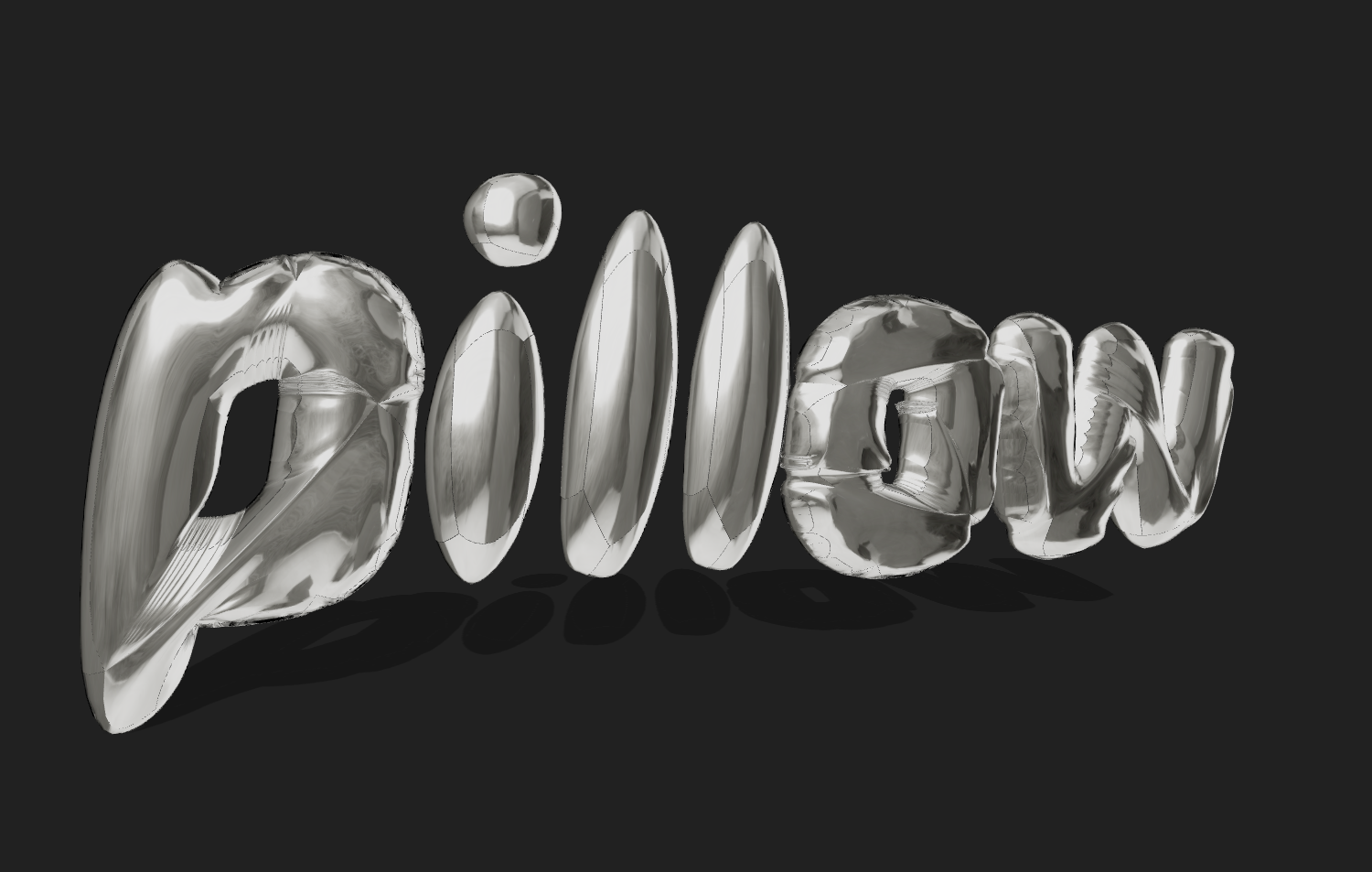 Teks dengan font krom berbentuk balon