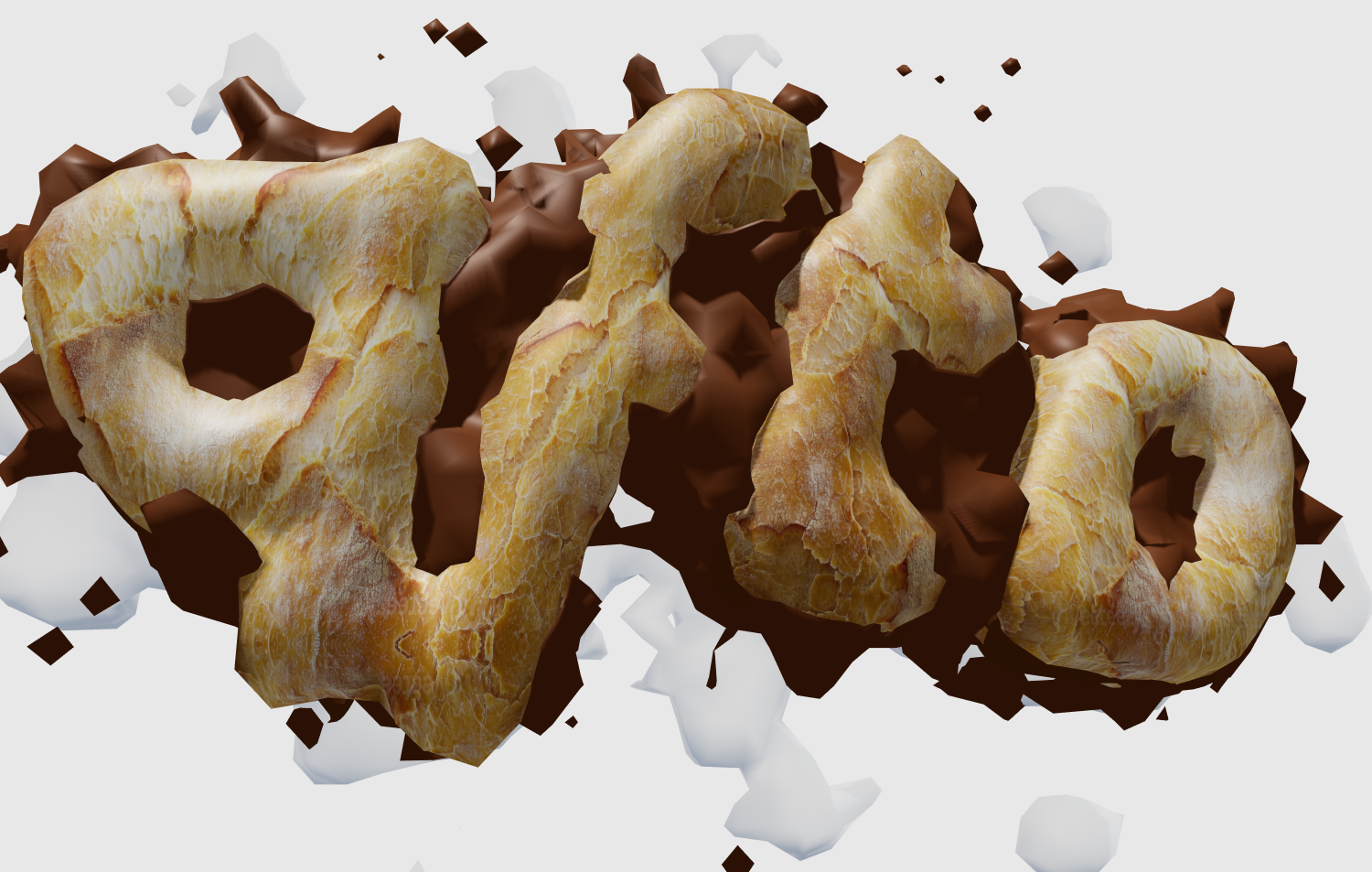 Font indah berbentuk kue dan cokelat
