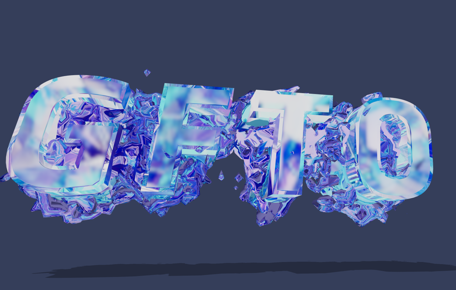 Teks dengan font kaca retak