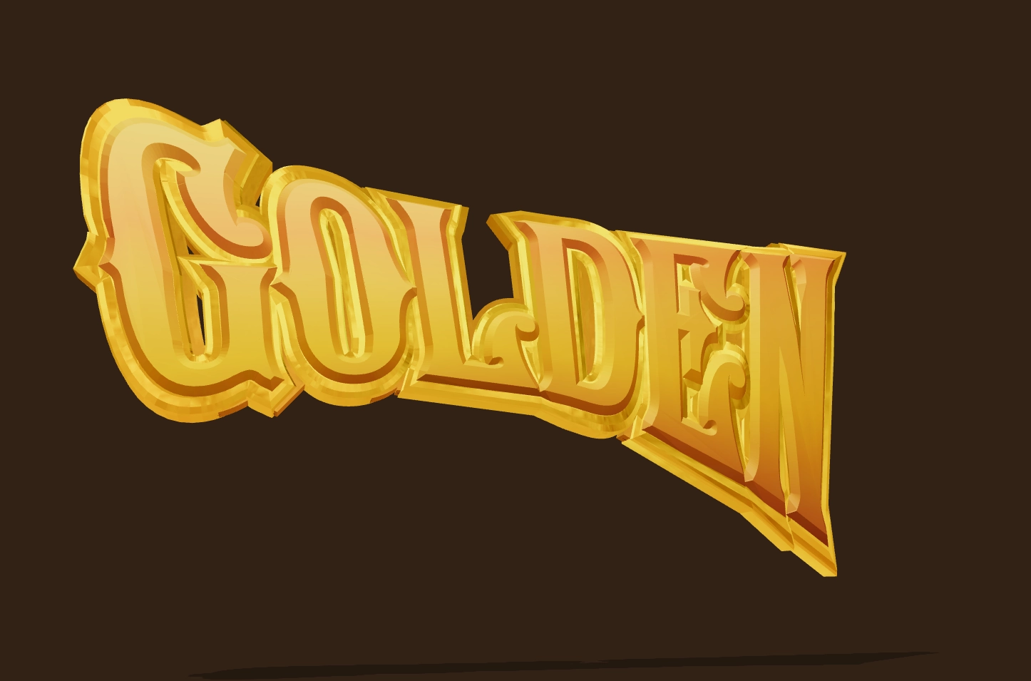 Teks 3D logam emas. Buat logo online.
