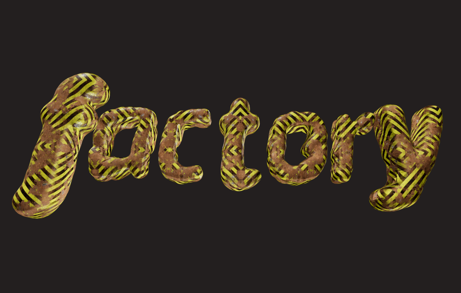 Teks 3D dalam gaya industri dengan karat. Buat logo.